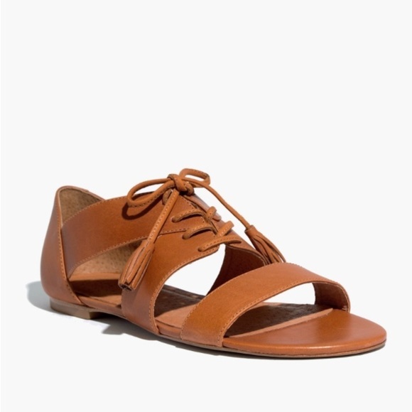 Sezane Shoes - Madewell et x sazane Women's Tan Leather lace up Strappy flat Sandals Brazil